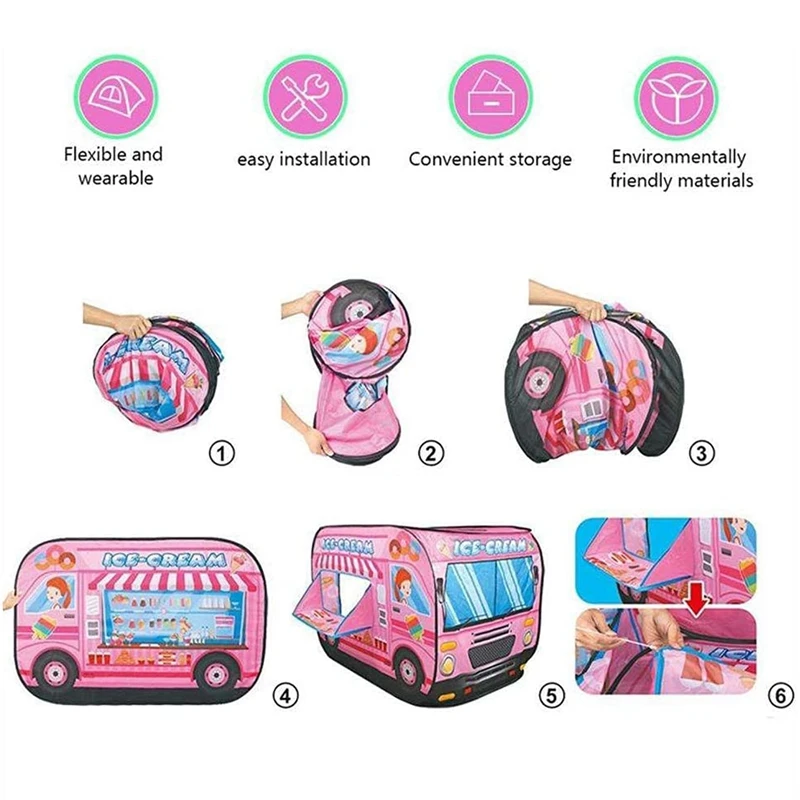 Грузовик для мороженого, Детская игровая палатка, складной игровой домик для дома и улицы для малышей, мальчиков и девочек