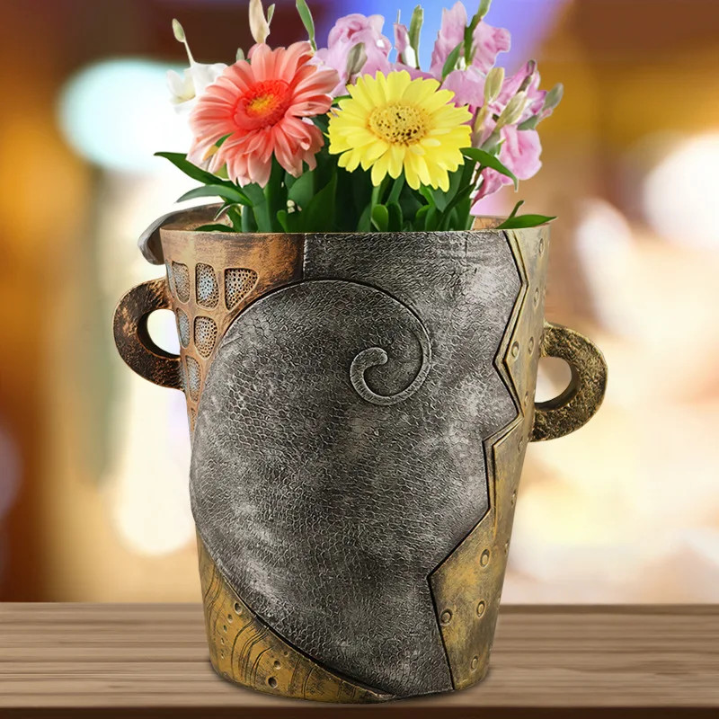 

Abstract Color Resin Flower Pot Succulent Green Plant Garden Decoration Ornament Flowers Courtyard Planting Pot