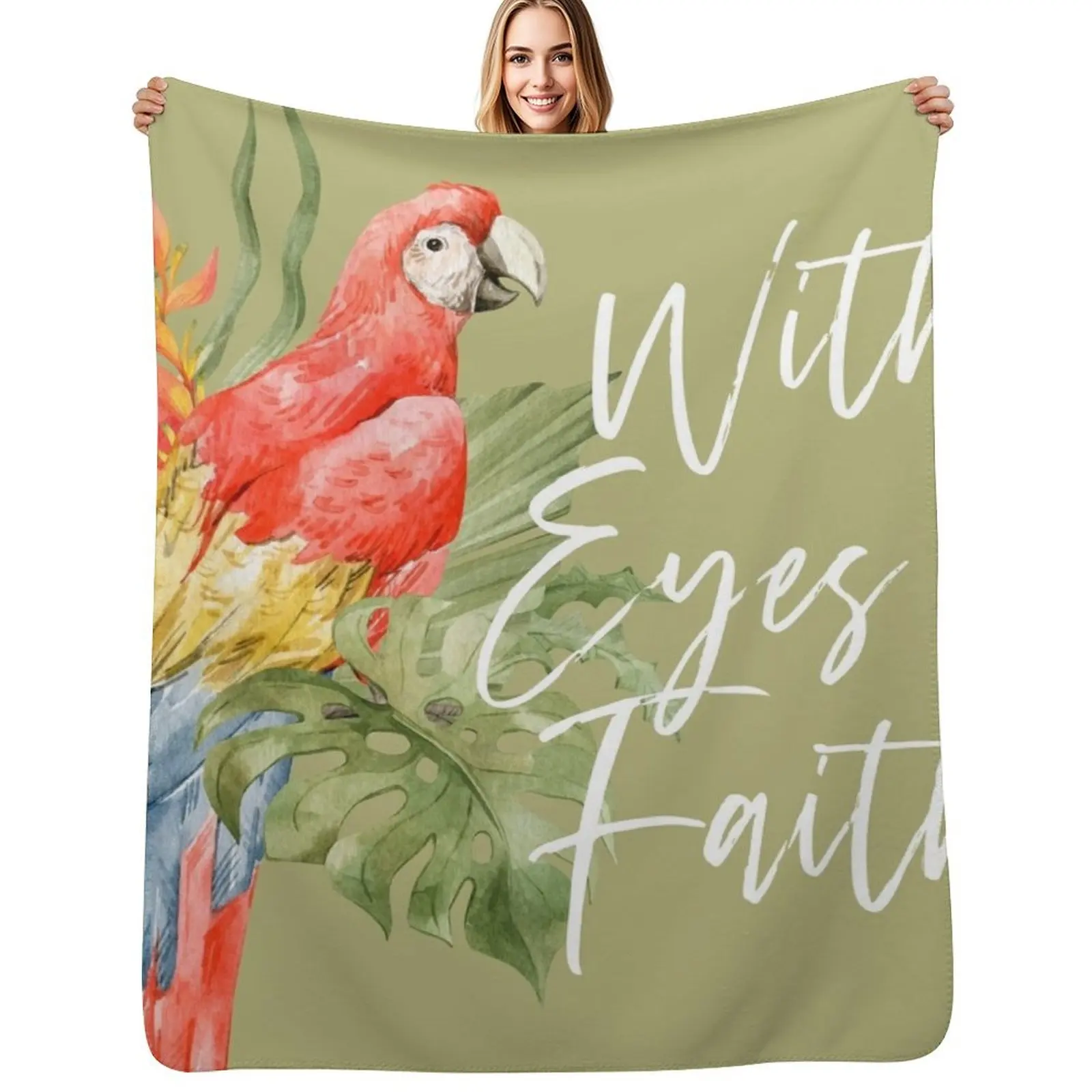 WITH EYES OF FAITH (PARROT) Throw Blanket Beach manga Sofa Throw heavy to sleep Picnic Soft Plaid Blankets