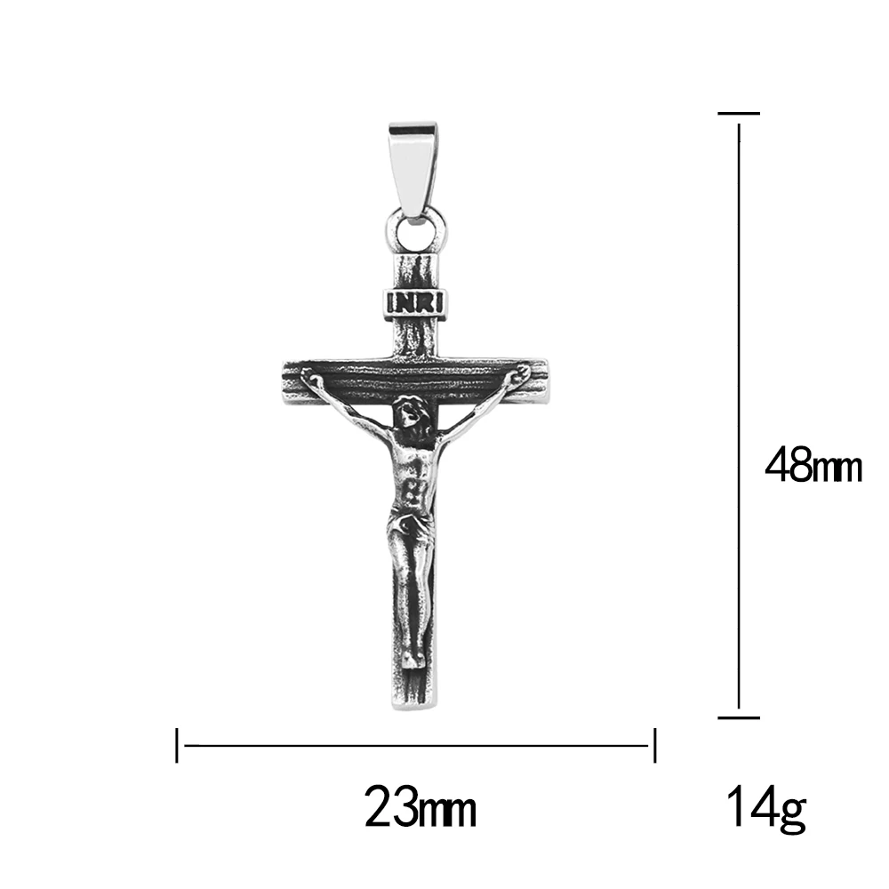 Small Size Vintage Jesus Cross Necklace Men And Women Stainless Steel Biker Amulet Pendant Fashion Jewelry Gifts Dropshipping