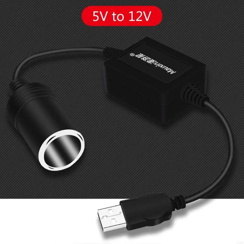 L5BC Cigarette Adapter USB 5V to 12V Car Cigarette Socket Female Converter Adapter Cord For Driving Recorder