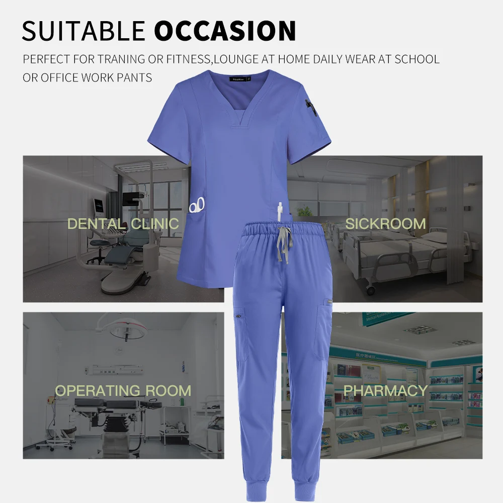 Niaahinn Hot Sell Surgical Suits Medical Top Pants Nurse Uniform Scrub Hospital Uniform High Quality Nursing Uniforms Scrubs Set