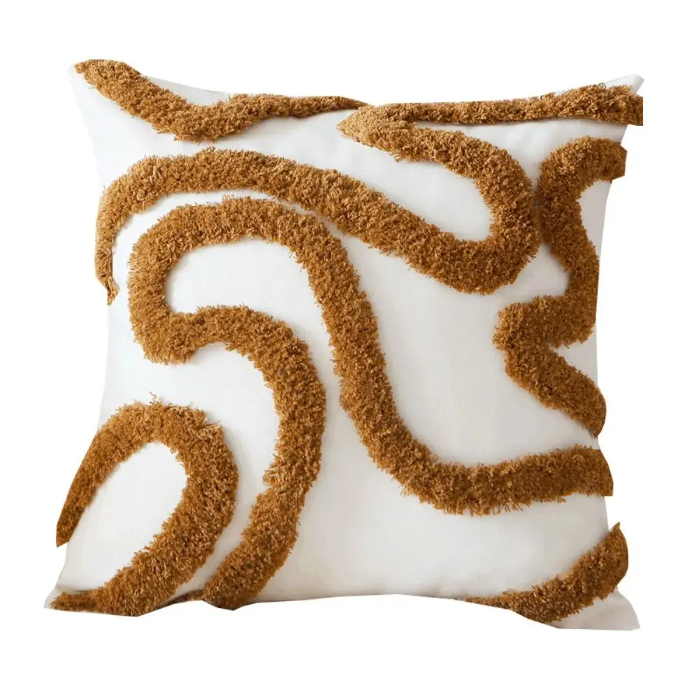 غطاء وسادة رمي بني عتيق بتصميم هندسي معنقدة غطاء وسادة خصر عالي الجودة من مادة الكتان القطيفة #3