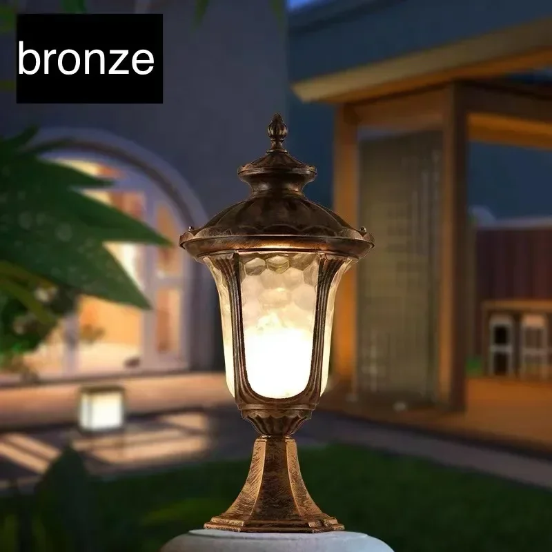 TechHPWaterproof Garden Pillar Light Fitting Aluminum 220V/110V Bronze/Black Wall ColumnOutdoor Post