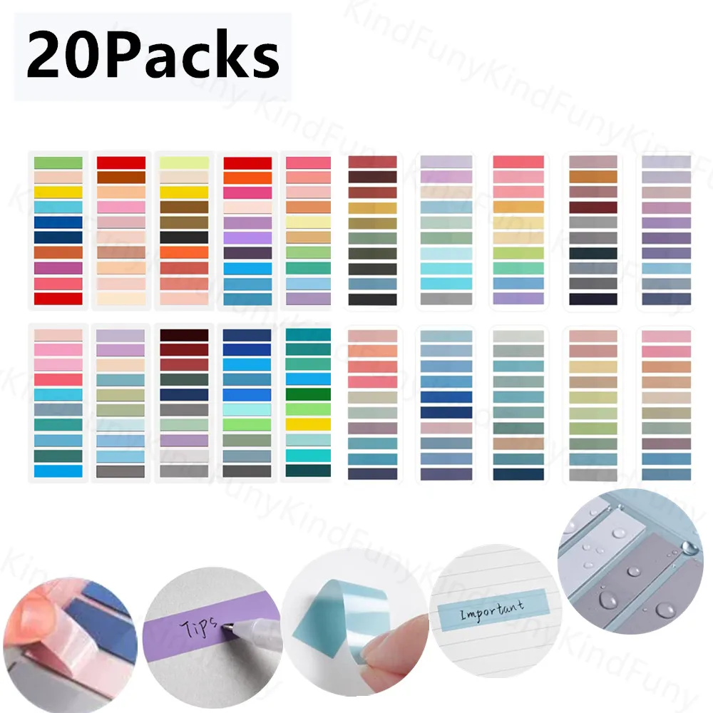 

KindFuny 20 Packs Transparent Sticky Note Self-Adhesive BookMarker Annotation Reading Book Clear Tab Kawaii Cute Stationery