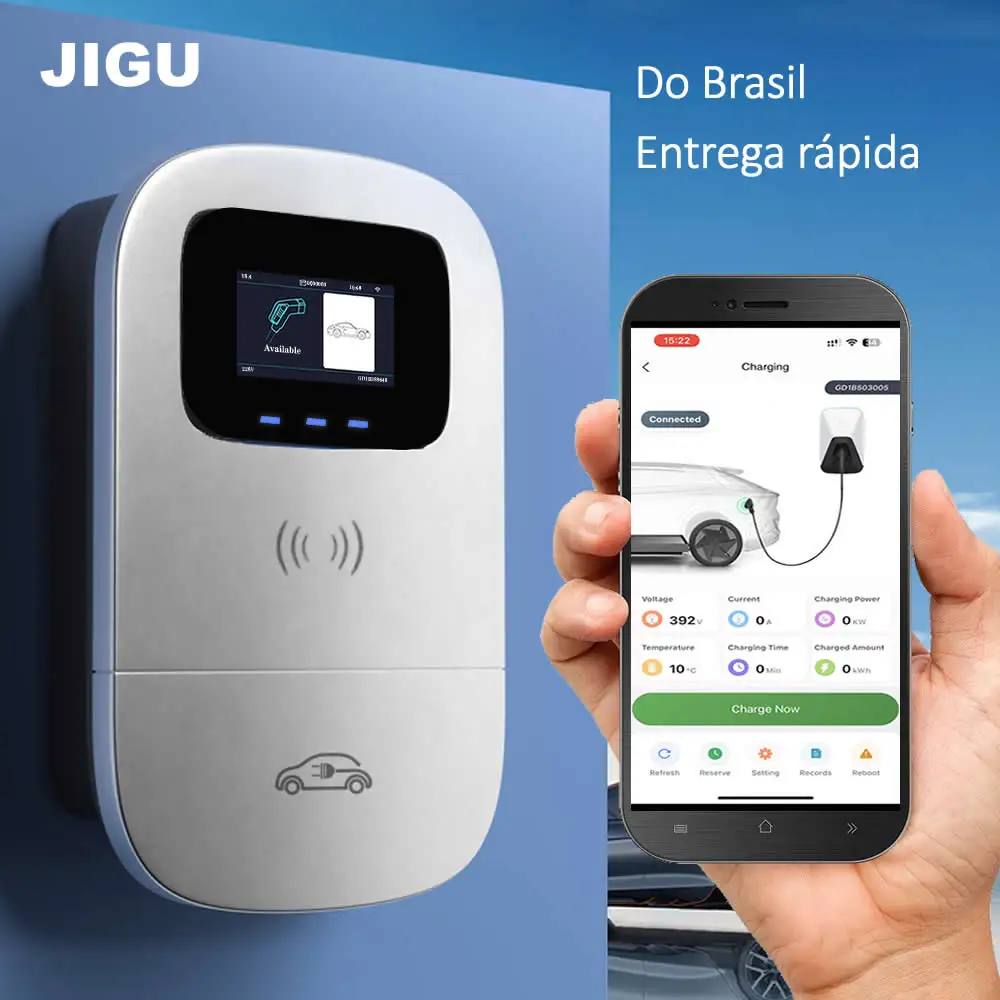 Envio do Brasil: Novo Carregador Inteligente de 7kW para Veículos Elétricos, Estação de Carregamento Tipo 2 Wallbox, Carregador AC para Carro Elétrico 110V 127V 220V