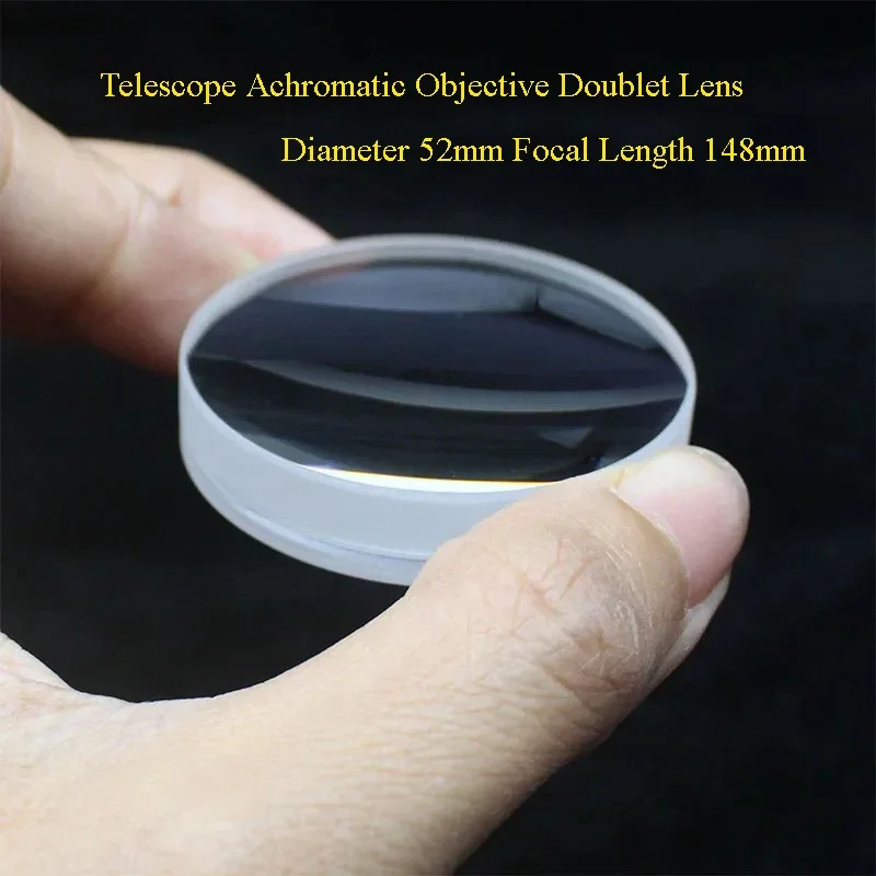 1PC Diameter 52mm Refractive Green Film Telescope Achromatic Objective Doublet Lens Parallel Light Tube DIY Focal Length 148mm