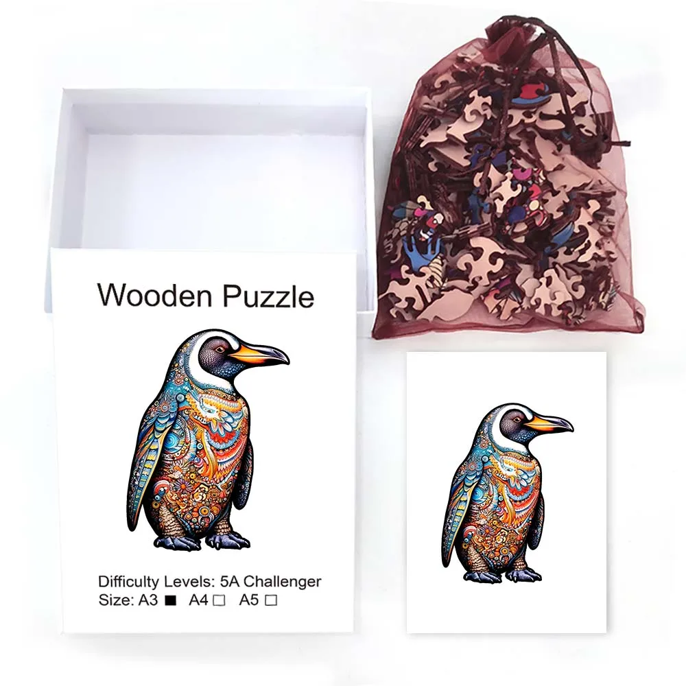 الإمبراطور البطريق الخشب لغز شخصية الكبار غير النظامية شكل لغز للأطفال لتقوم بها بنفسك الشطرنج ألعاب الأطفال لغز اللعب