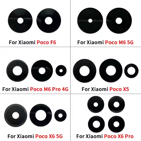 Camera Glass Lens With Glue For Xiaomi Poco F6 M6 5G M6 Pro X5 X6 Pro C40 F3 F4 X4 GT M4 M5S Back Rear Lens Repair Parts