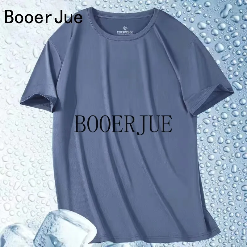 Outdoor 5XL Sommer Eisseide Herren T-Shirt Kurzarm Rundhals Atmungsaktiv Dünn Sport Lauf Schnelltrocknend Weich Elastisch – Detail 13