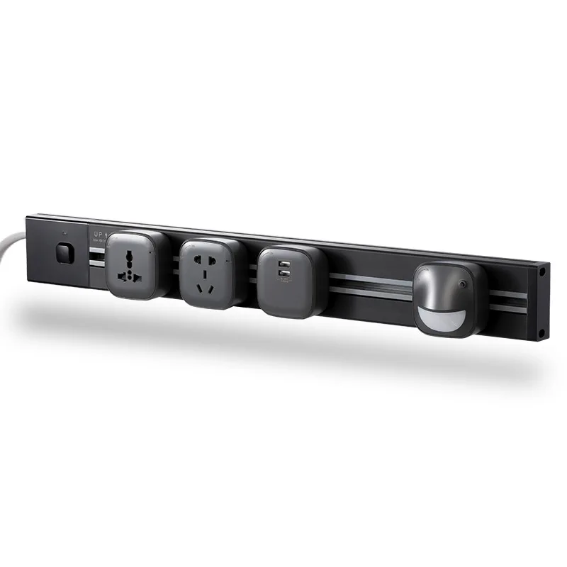 Removable row plug-in track socket kitchen household punch-free electric UK rail high-power exposed and concealed