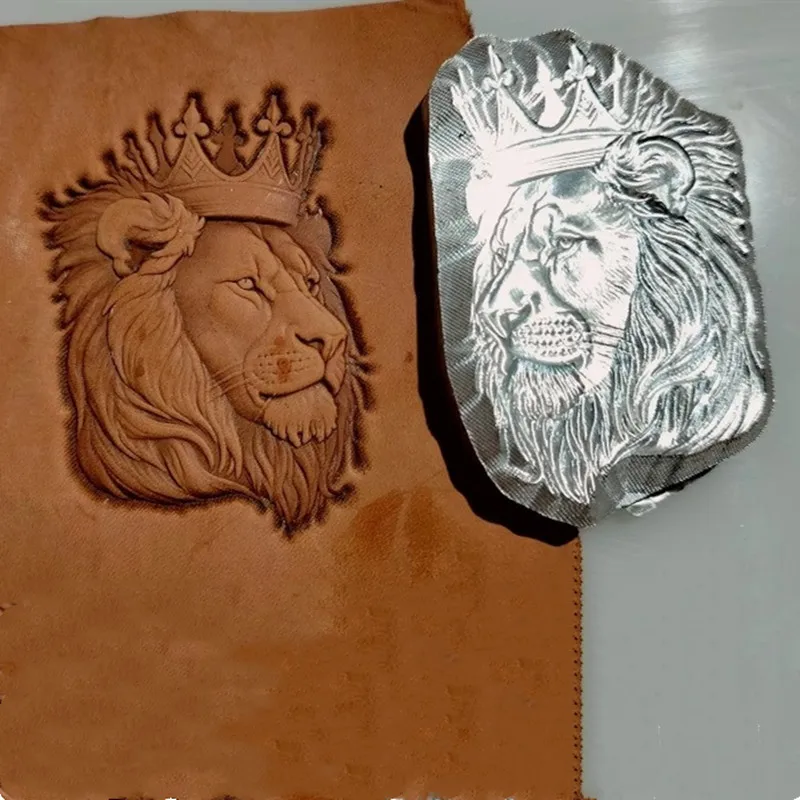 

3D форма для тиснения кожи с короной и львом 5x7 см - инструмент для тиснения из алюминиевого сплава для рукоделия из кожи