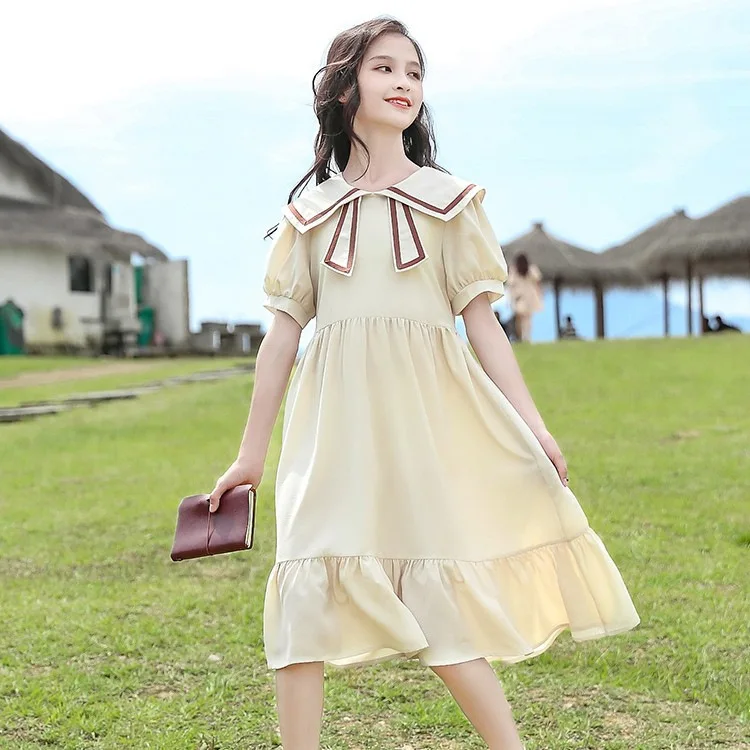 Girls' dress, summer dress, stylish 2025 new style, children's Korean version, internet celebrity, middle-aged girl