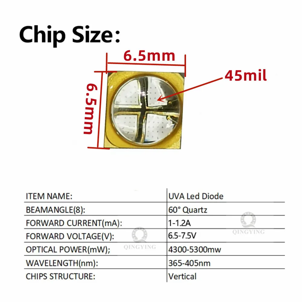 40W UV LED Light Curing Lamp Module LG6565 3D Label Inkjet Printer Glue Resin Cable Marking Machine 45*13mm Copper Substrate