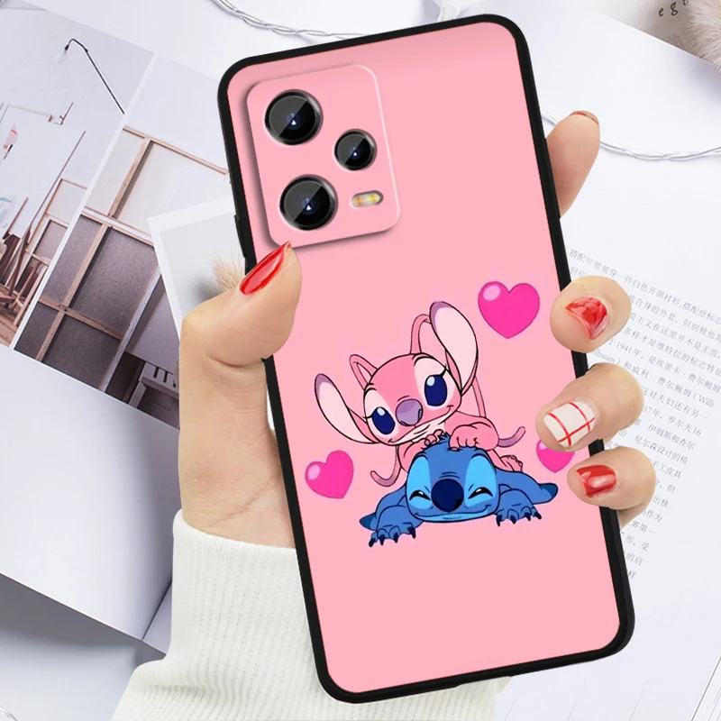 Disney Stitch Cartoon Art For Xiaomi Redmi Note 13 12R 12 12S Turbo 11 11T 11S 10 10S Pro Plus 5G Black Soft Phone Case