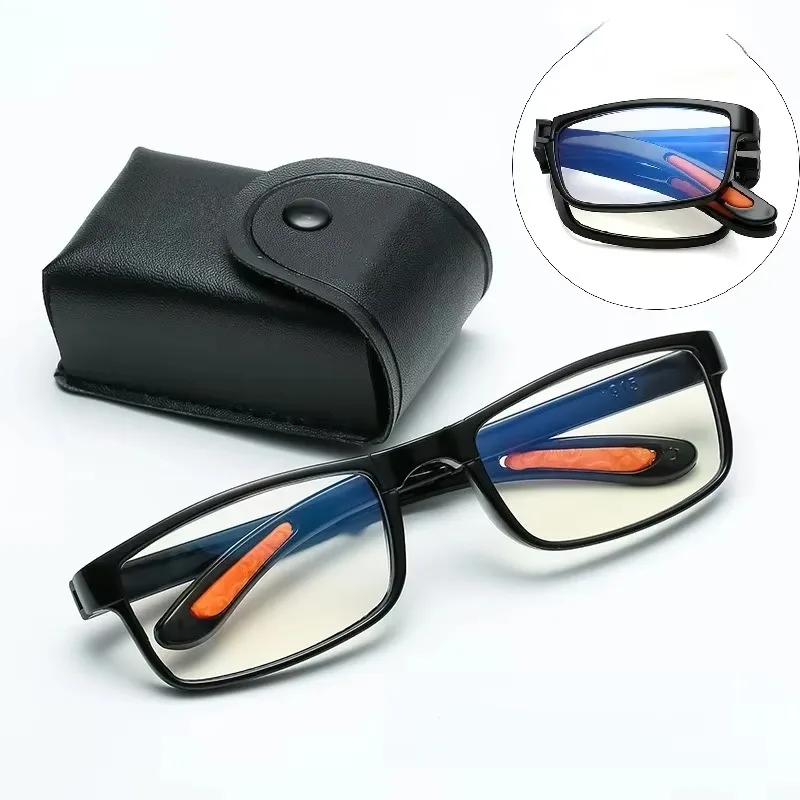 Gafas de lectura plegables con estuche, gafas antiluz azul para presbicia, gafas de bolsillo Retro Unisex, gafas portátiles para hombres y mujeres