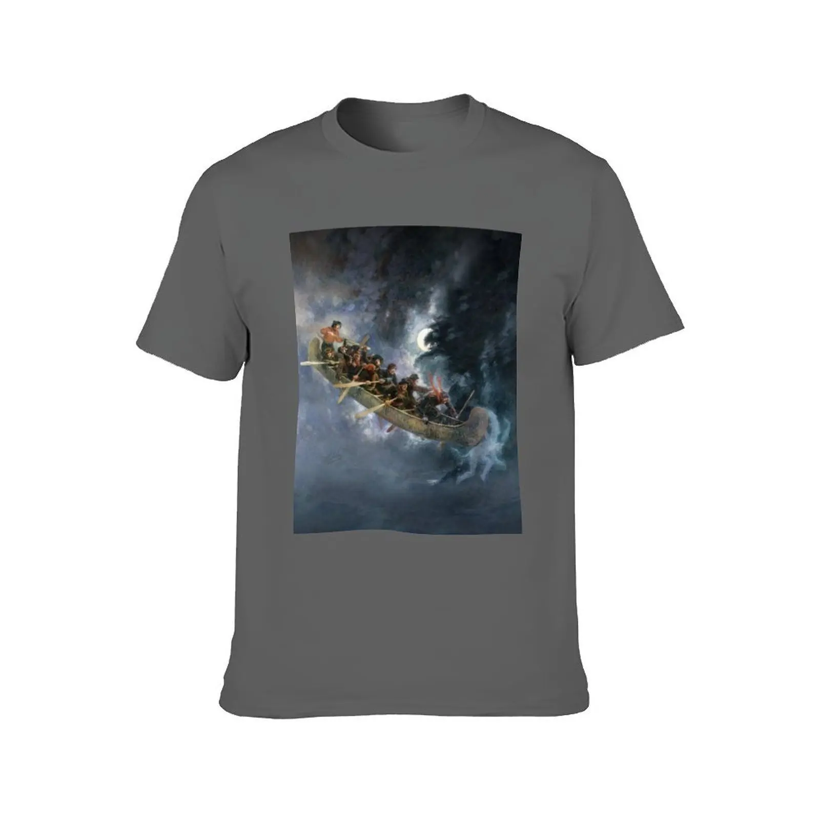 تي شيرت La Chasse-galerie The Bewitched Canoe The Flying Canoe لوحة أسطورة كيبيك الفرنسية الكندية بواسطة Henri Julien HD HIGH QU #2