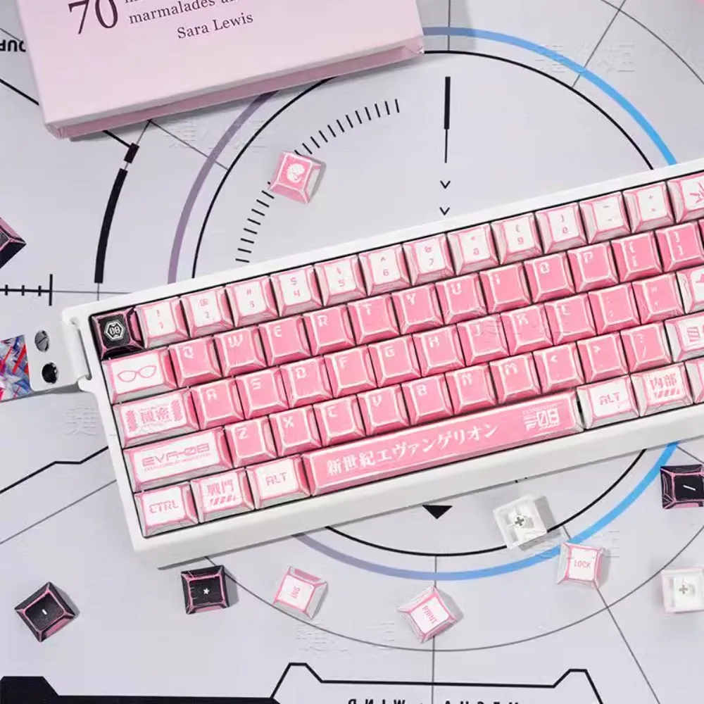 No.8 Machine Pink Cartoon Keycap 137 Keys Peaches Cherry Profile PBT Thermal Sublimation Custom Keycap for Mechanical Keyboard