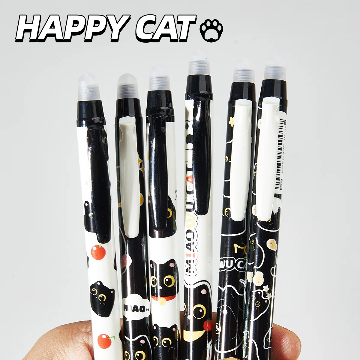 

Набор из 6 милых гелевых ручек с котиками, стираемые, синие чернила 0,5 мм, быстросохнущие, без размазывания, для школы и в подарок