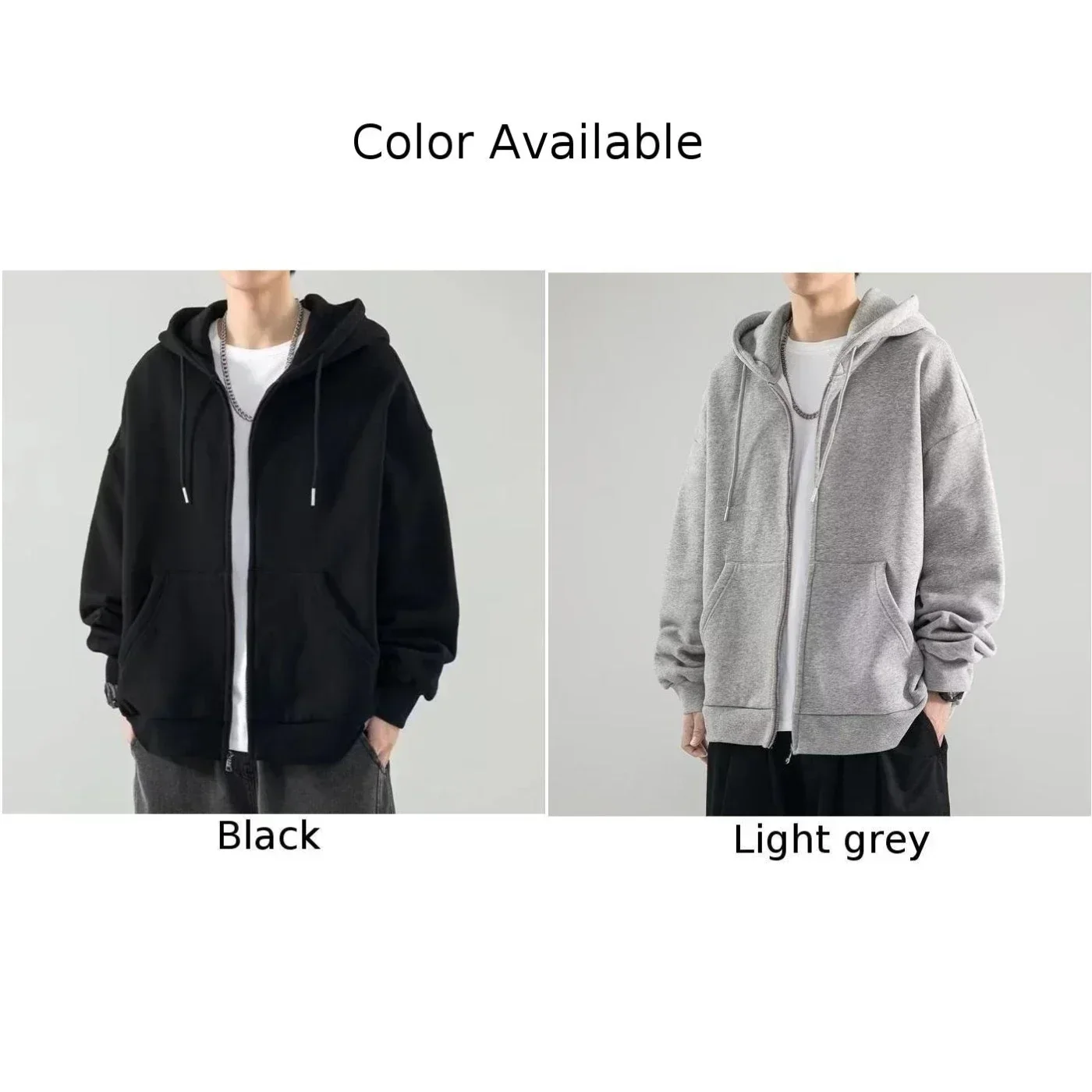 Fashion Men\'s Hoodies Solid Color Pockets Casual Hooded Zip-up Shirt Coat Sweatshirts Tops Hoodie Male Clothing