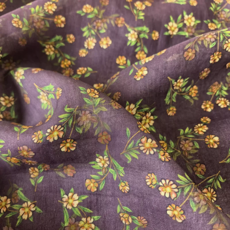 Purple Printed Pure Ramie Cloth for Hand Sewn Dresses And DIY Sewing Projects - Craft And Fabric Material