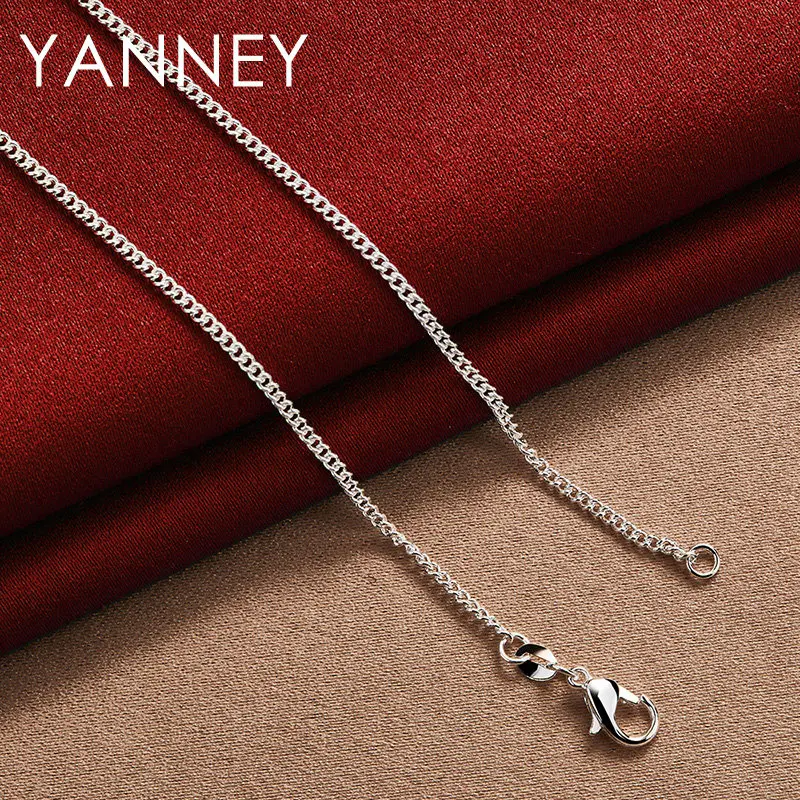 925 Sterling Silver 2MM 16-30 Inches Side Chain Necklace Women Men Fashion Charm Wedding Party Hip Hop Jewelry