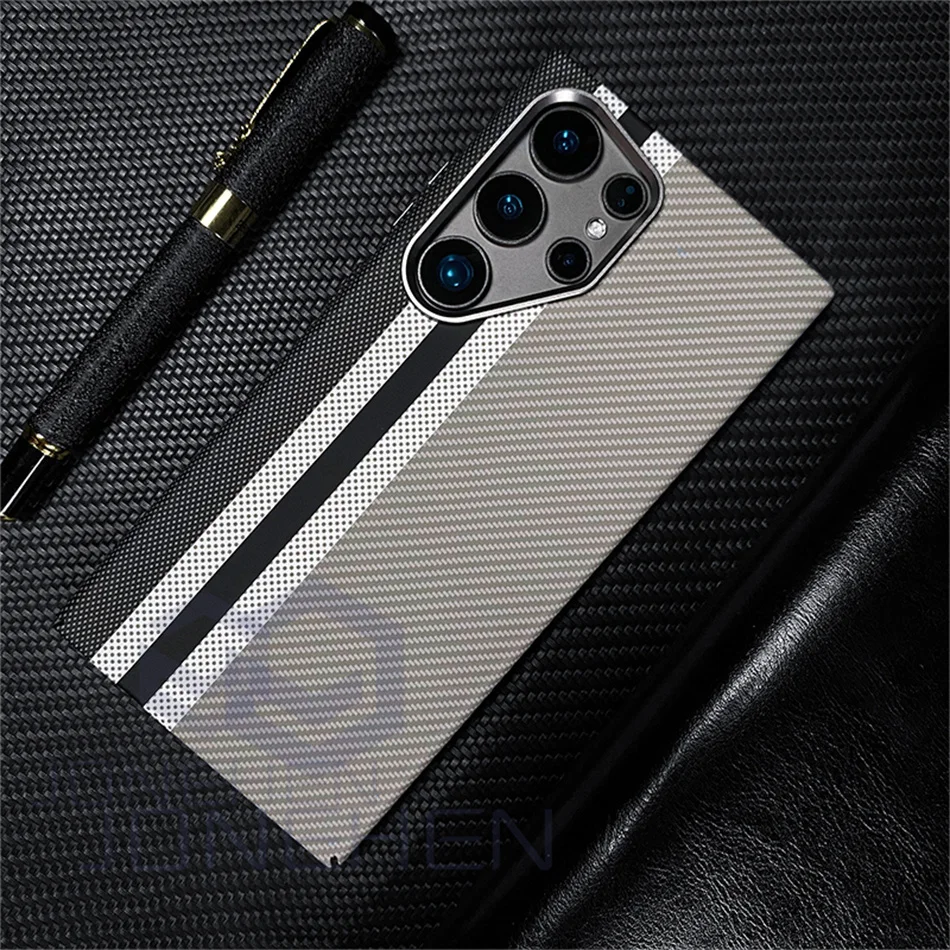 Carbon Fibre 3D Relief For MagSafe Case For Samsung Galaxy S24 Ultra S23 Plus Wireless Charge Hard PC Shockproof Magnetic Cover