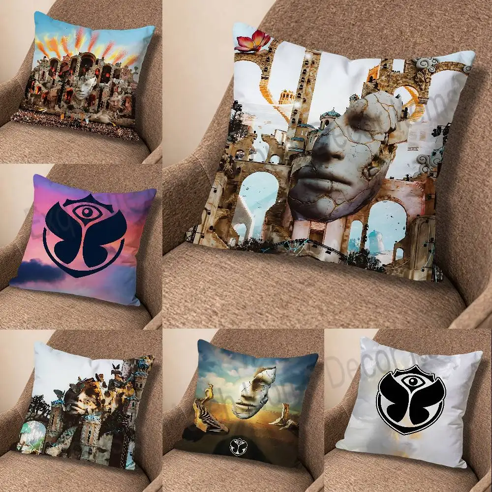 T-Tomorrowlands Polyester Printed Pillow Cover Square 30 40 45 50 60 65 cm Soft for Sofa Bed Car Home Decor