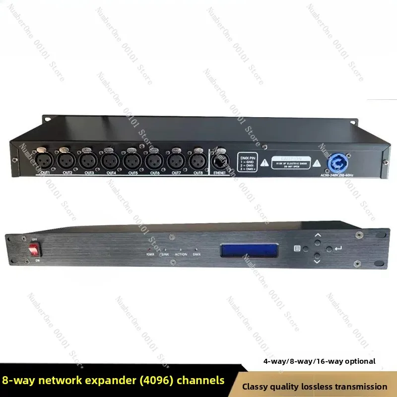8-way artnet -dmx512 lighting console network converter rj45 to dmx512 signal extender