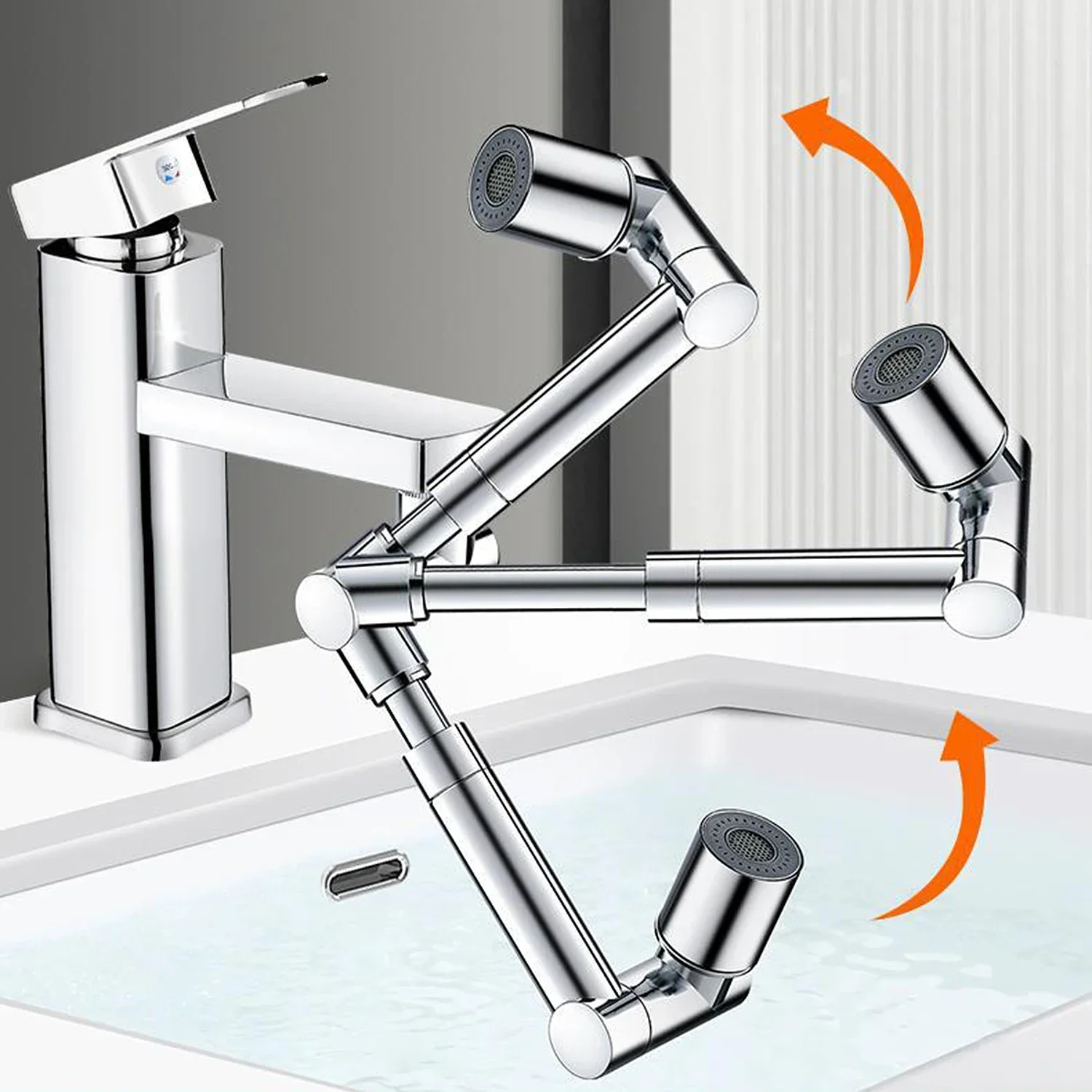 Metal Copper 1440° Rotation Faucet Aerator Extender Retractable Swivel Robotic Arm Faucets Extension Nozzle Kitchen Sprayer