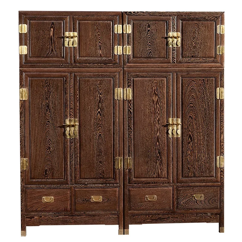 

Plain top box cabinet with drawers, all solid wood bedroom four door clothing cabinet