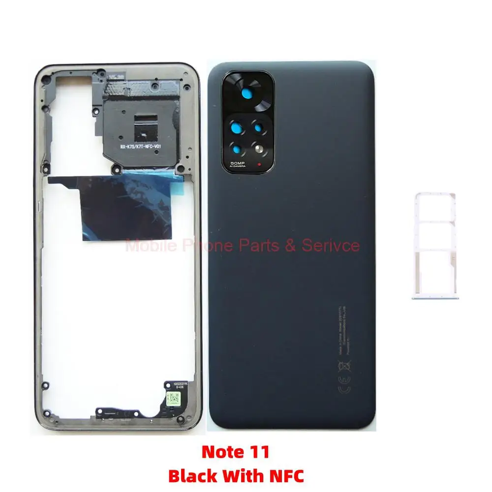 For Xiaomi Redmi Note 11 4G   Full Housing  With NFC Middle frame + Rear Back Battery Cover + Camera Lens + Sim tray