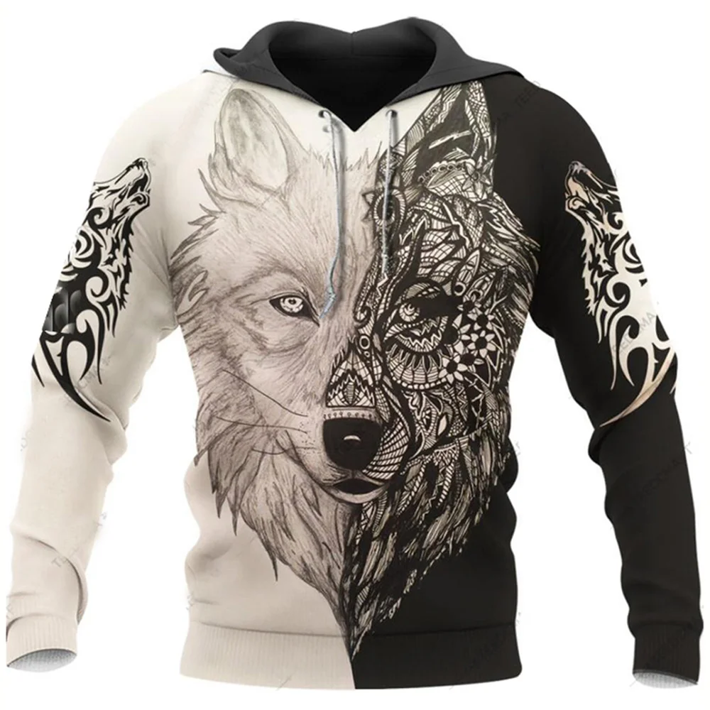 2024 neue Hoodie 3d Wikinger Harajuku Print Pullover Herren Kapuzen pullover übergroße Vintage männliche Kleidung fallen Langarm y2k