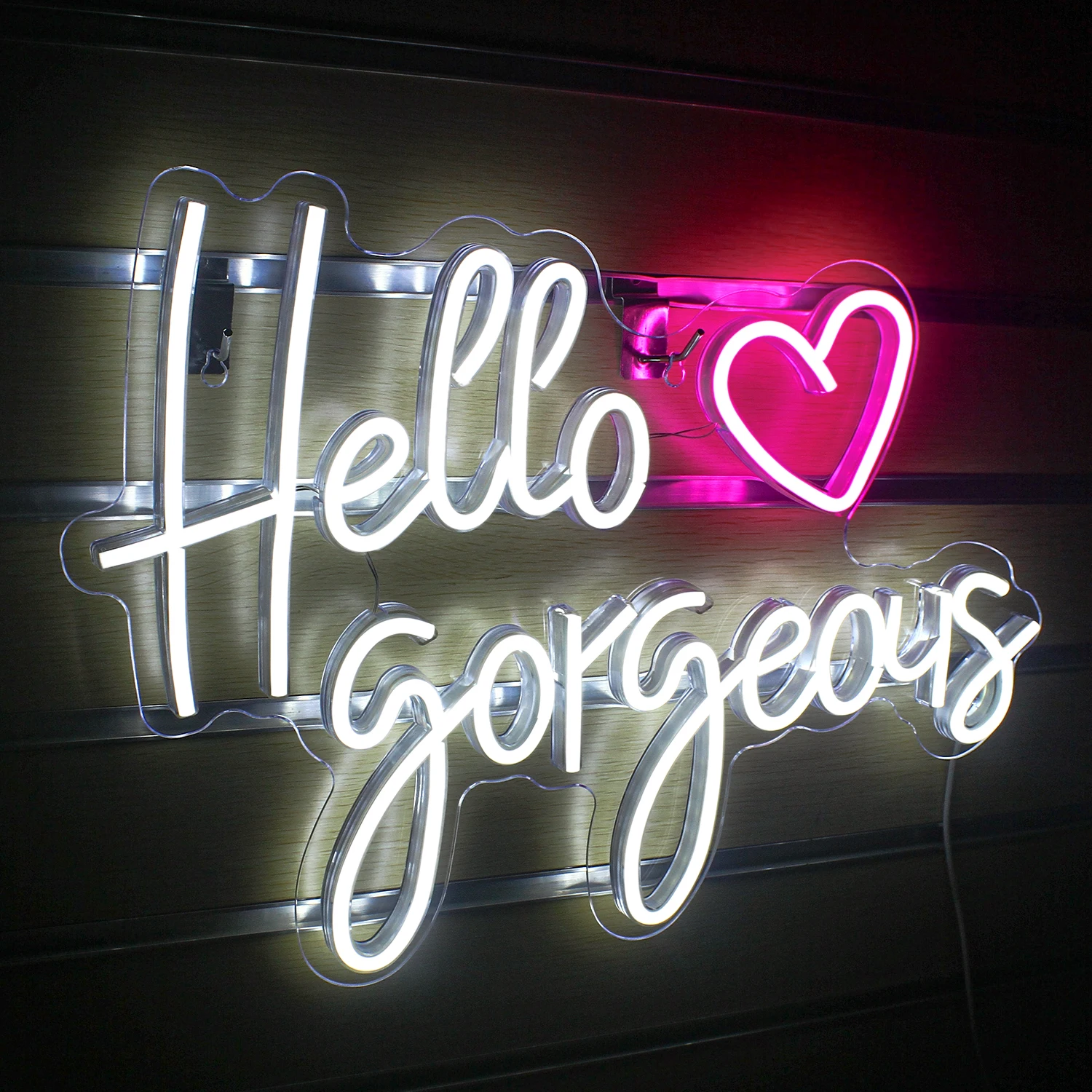 Enseigne au néon LED Hello Gorgeous, enseigne lumineuse pour décoration murale, fête d'enterrement de vie de jeune fille, anniversaire, fiançailles, mariage, USB