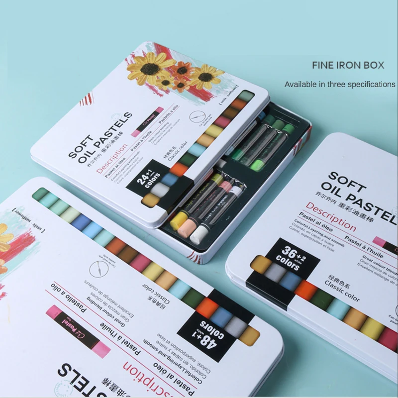 1 Pcs Heavy Oil Pastel Super Soft Iron Box Set 24/36/48-color Macaron Morandi Color Oily Crayons Art Supplies