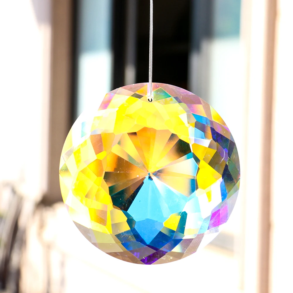 75MM Aurora kolorowe kryształowe pryzmaty kryształy do żyrandola szklane wisiorki części Sun Catcher twórca tęczy wiszące Faceted Shinning