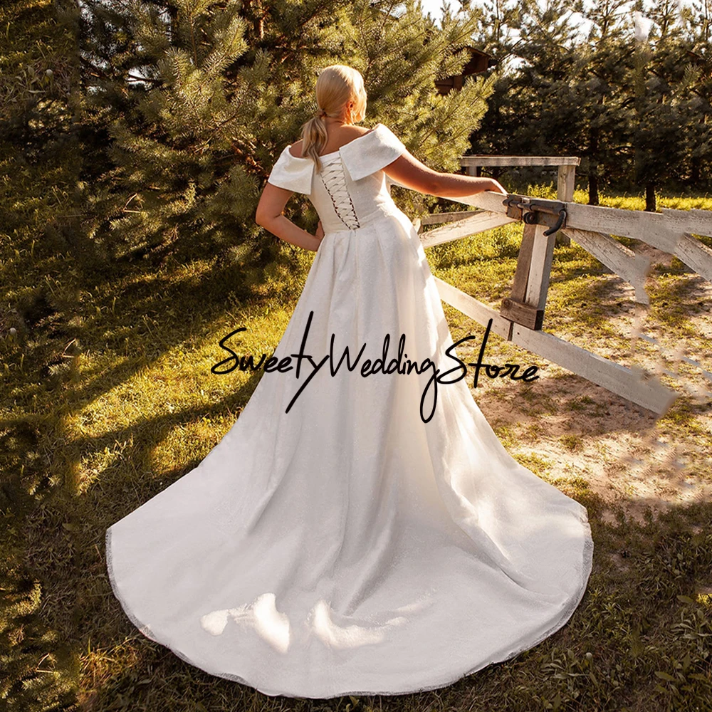 فستان زفاف بسيط شيفون موضة رقبة قارب كم طويل حزام مطوي سويب ذيل مفتوح الظهر Vestido De Noiva Bride فستان الزفاف #5