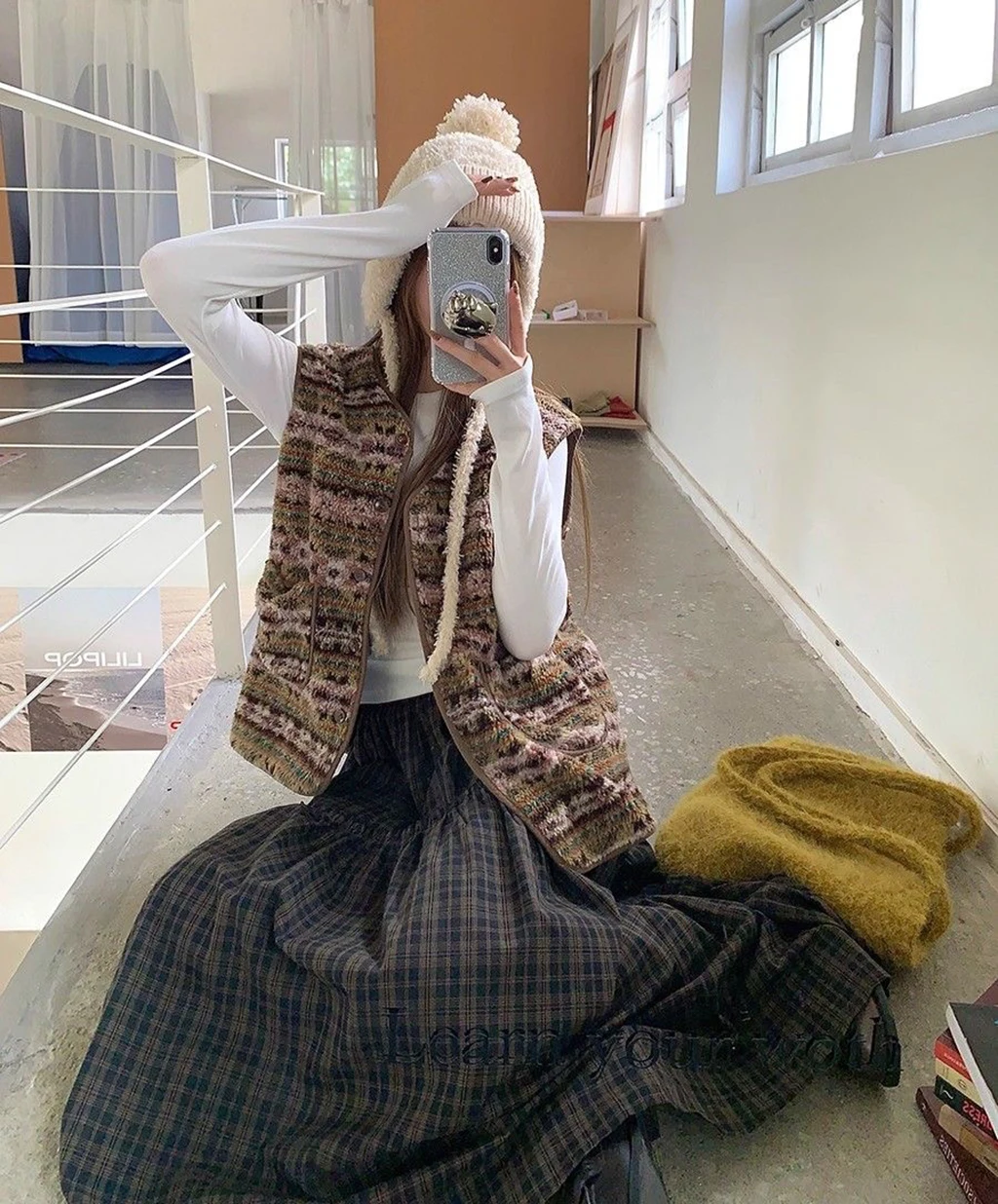 

Retro checkered pleated skirt for women, new autumn and winter style, slimming skirt, British style, versatile A-line skirt