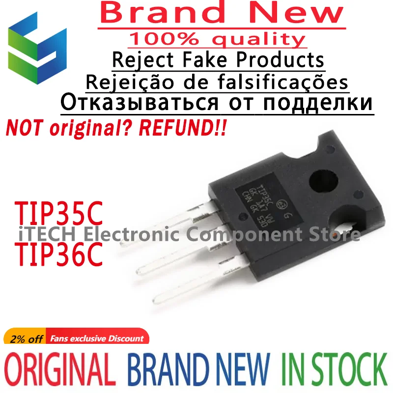 

10pair/lot Original TIP35C TIP36C TIP35 TIP36 TO-247 NPN + PNP Darlington Transistor 25A 100V 100% New and Genuine