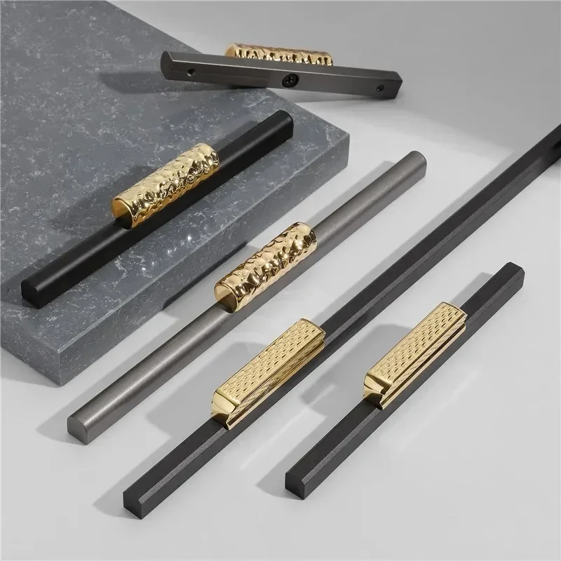 VARMSTUGA Black Gold Kitchen Cabinet Door Handles Aluminum Alloy Wardrobe Cupboard Pulls Drawer Knobs Furniture Handle Hardware