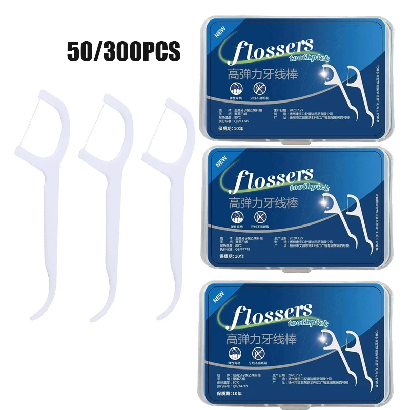 50/300Pcs Tragbare Einweg Zahnseide Kunststoff Zahnstocher Hochspannung Zahnseide Stick Zahnseide Box ﻿ Mundpflege