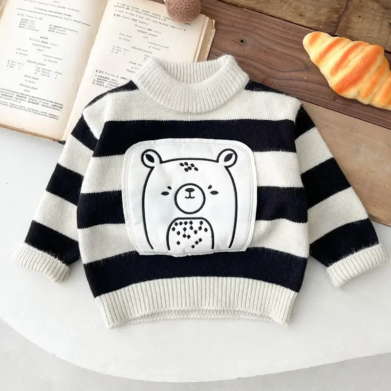 

Baby Boys Clothes Sweater Winter 2024 New Newborn Infant Cartoon Bear Long Sleeve Knitwear Tops Pullover Jumper Korea Style