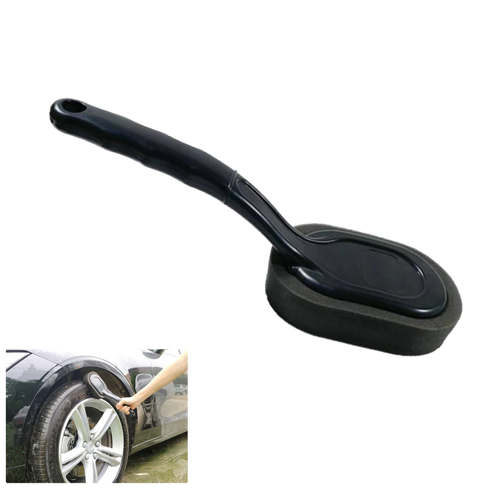 

1 XCar Tire Wheel Waxing Sponge Brush Polishing Cleaning Brush Long Handle Black Interior Of Automobile Tyres Cleaner