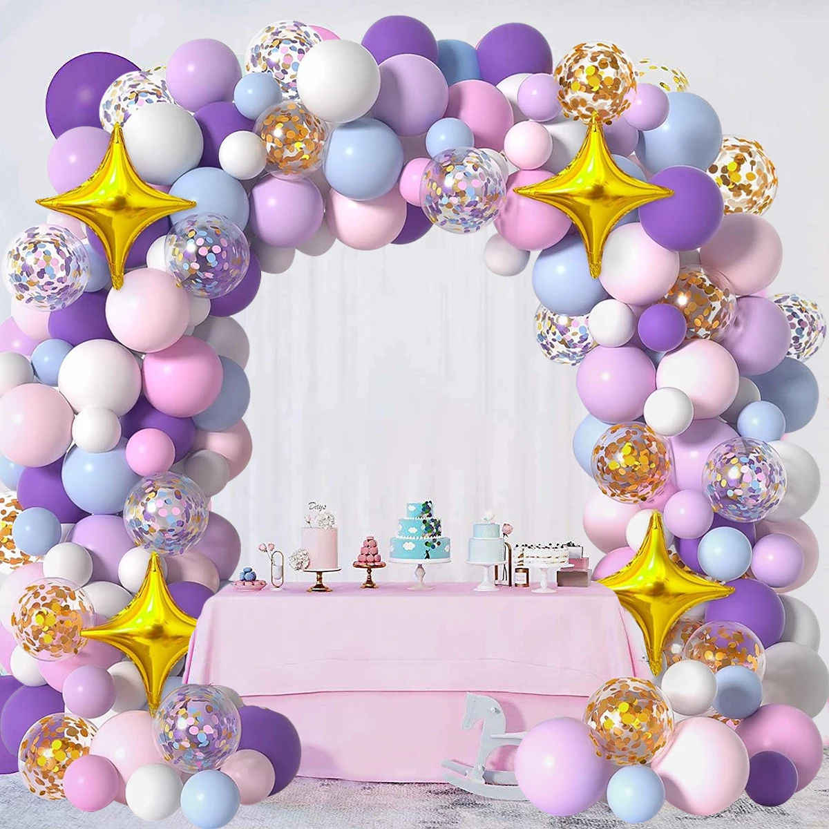 116pcs Purple Pink Rainbow Balloon Garland Arch Kit Wedding Unicorn Birthday Party Decor Kid Baby Shower Birthday Latex Balloons