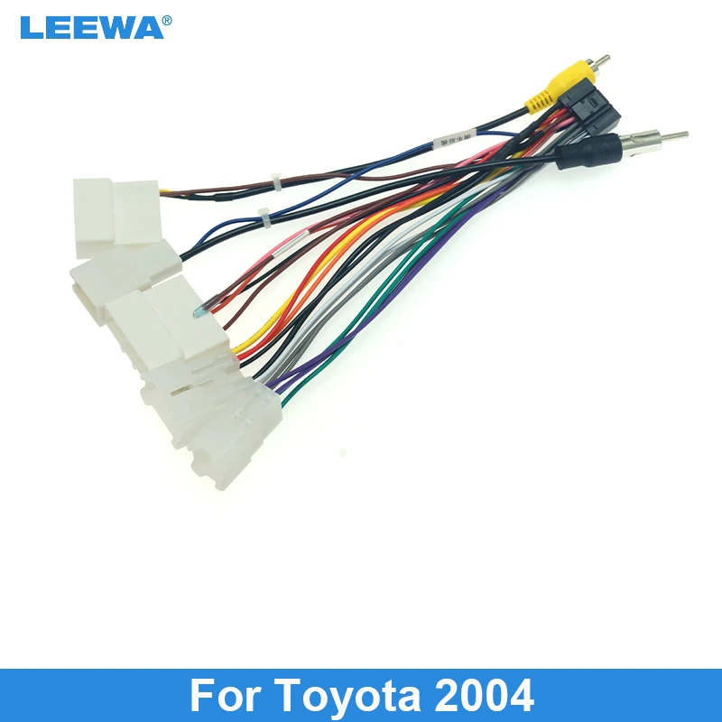 

LEEWA Car Radio 16PIN Adaptor Wiring Harness With Back Camera Wire For Toyota Audio Power Cable Head Unit Harness