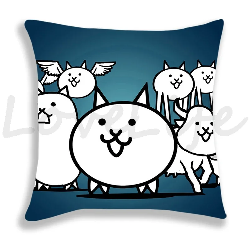 Cute Cartoon The Battle Cats Pillow Case Single-sides Pillowcase 45*45cm Home Decorative Throw Pillow Cover Sofa Cushion Cover