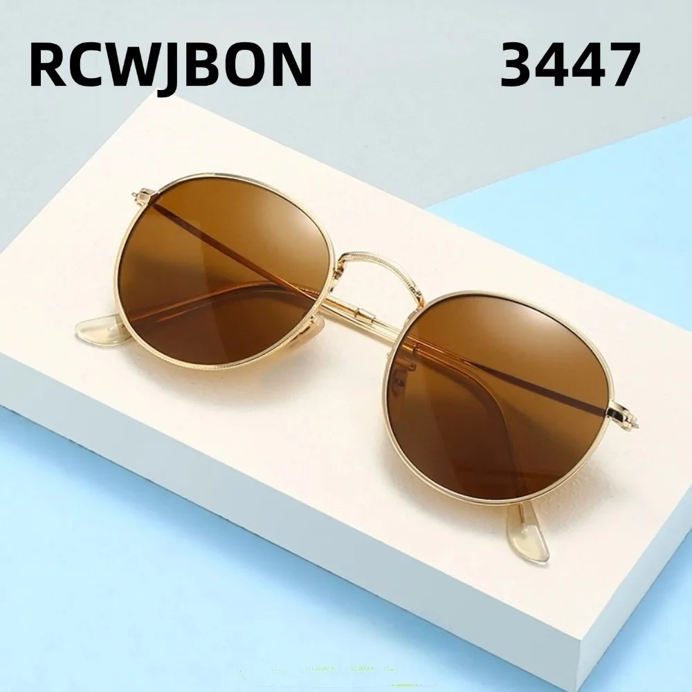 Delicacy Glass Lenses 3447 Sunglasses Classic Design Round Circular Sunglasses Sleek Golden Frame Fashion Resort Style Glasses