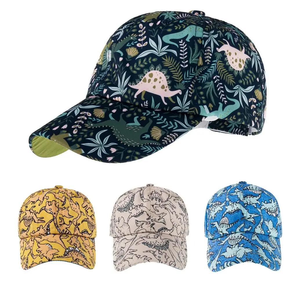 Dinosaurus Print Baby Baseball Cap Zomer Sneldrogende Verstelbare Kinderen Strandhoeden Uv Bescherming Cartoon Zonnehoed Jongens Meisjes