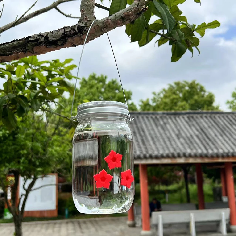 

Beautiful Mason-Jar Hummingbirds Feeder Outdoor Decorative Hanging Birds Feeders Outdoor Garden Yard Decor