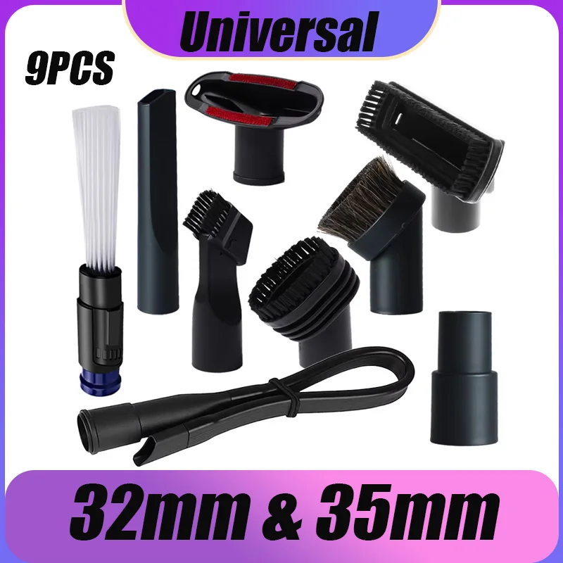 Universal Vacuum Cleaner Brush Nozzle 32 & 35mm Brush Head Cleaning Tool Long Flexible Flat Slim Suction Nozzle Head For Bed